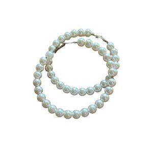 White Pearl Hoop Earrings